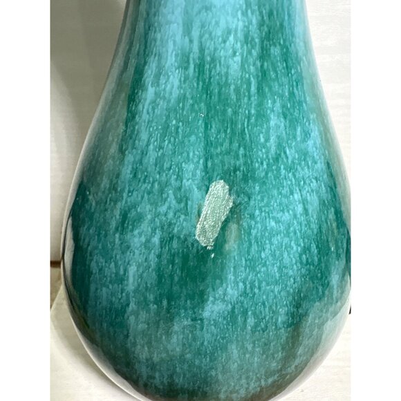 Blue Mountain Pottery Pitcher Vase Handled Green Black Drip Glaze 10" Canada MCM - Picture 8 of 9